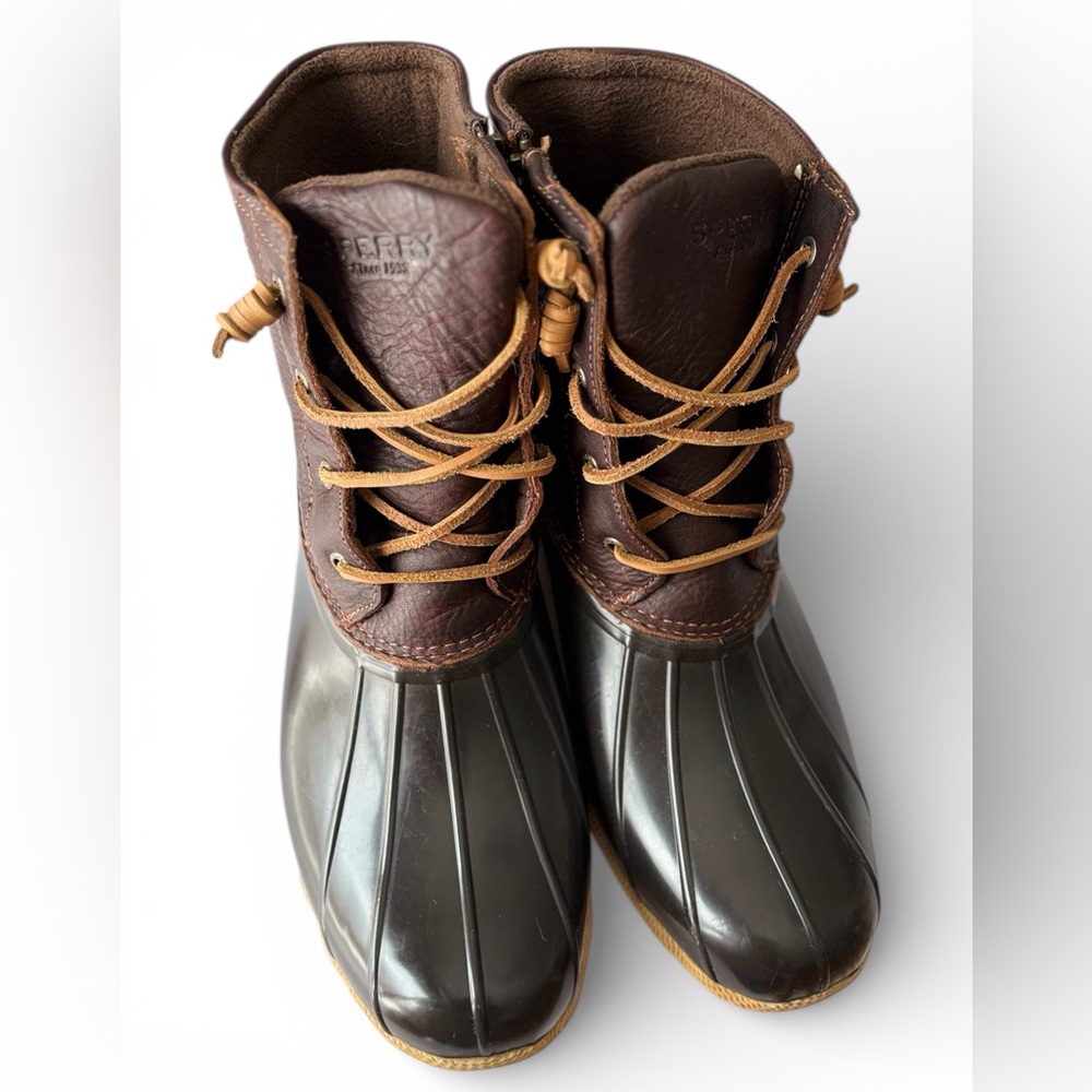 NWOT Sperry Womens Top-Sider Saltwater Duck Boot Brown Leather Size 12 STS91176 - Picture 5 of 10